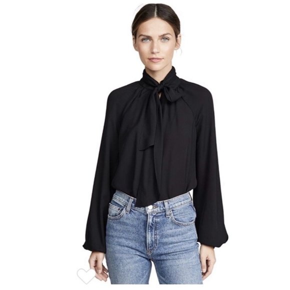 Theory Classic Scarf Top in Black Medium Womens Long Sleeve Blouse - Picture 5 of 14